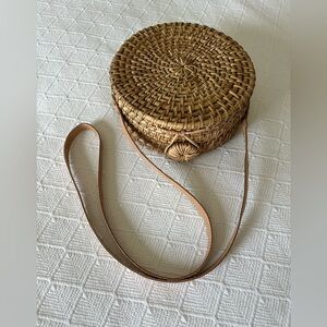 Michael Stars Round Woven Tan Bag